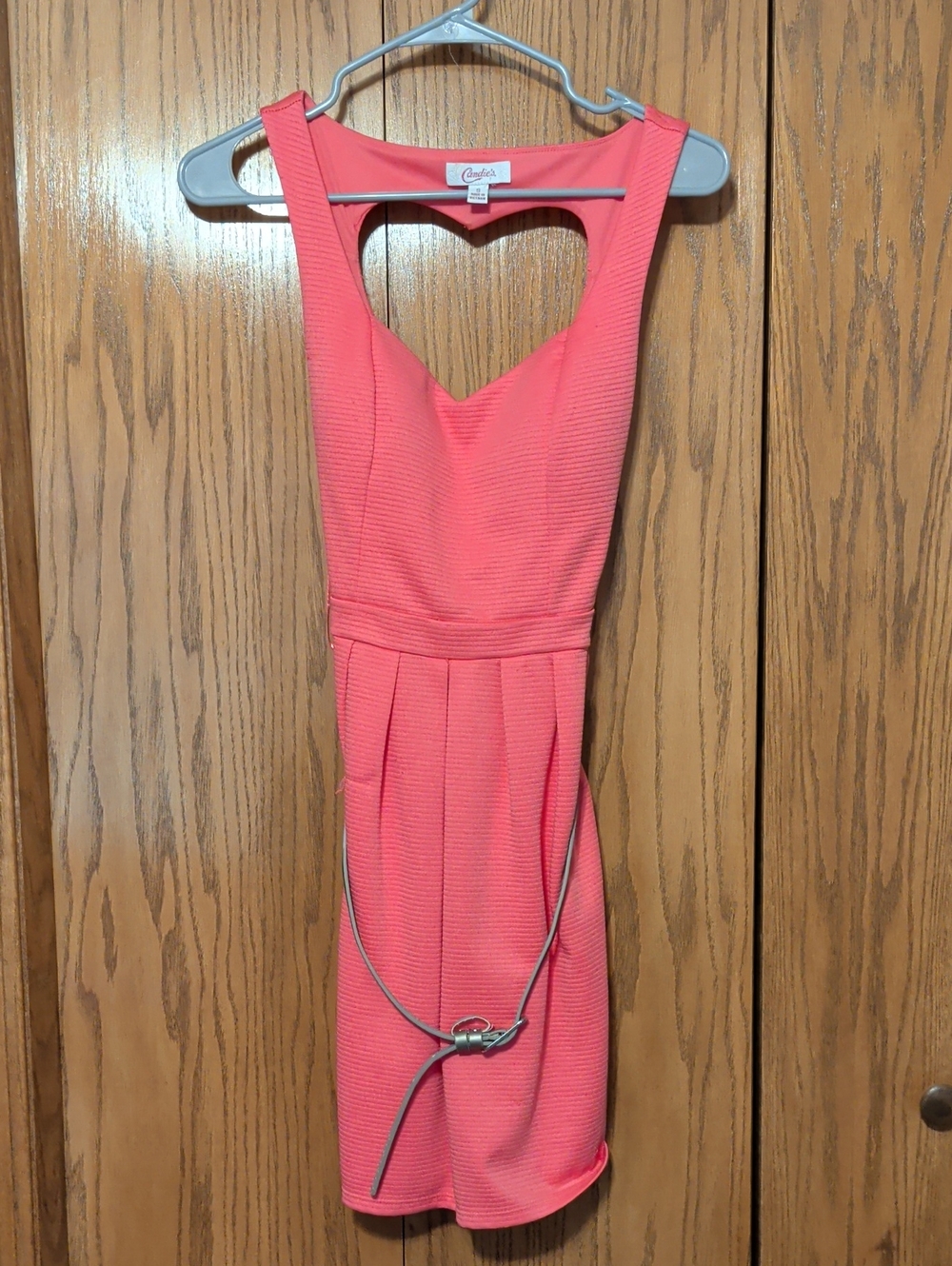 Candie's Coral Sleeveless Mini Dress with Heart Back